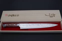 Takeshi Saji SUMMIT ― Limited Edition Custom Series SMT-789 R-2 Custom Damascus Sujihiki 270mm (10.6 Inch) -Knife Sale Shop takeshi saji sujihiki takeshi saji summit limited edition custom series smt 789 r 2 custom damascus sujihiki 270mm 10 6 inch 44966941491483 scaled