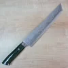 Takeshi Saji VG-10 Custom Damascus Wild Series Katana Slicer 270mm Green Linen Micarta Handle (10.6 Inch)