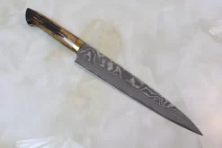 Takeshi Saji VG-10 Custom Damascus Wild Series ST-6SS Sujihiki 240mm (9.4 Inch, Stag Bone Handle)