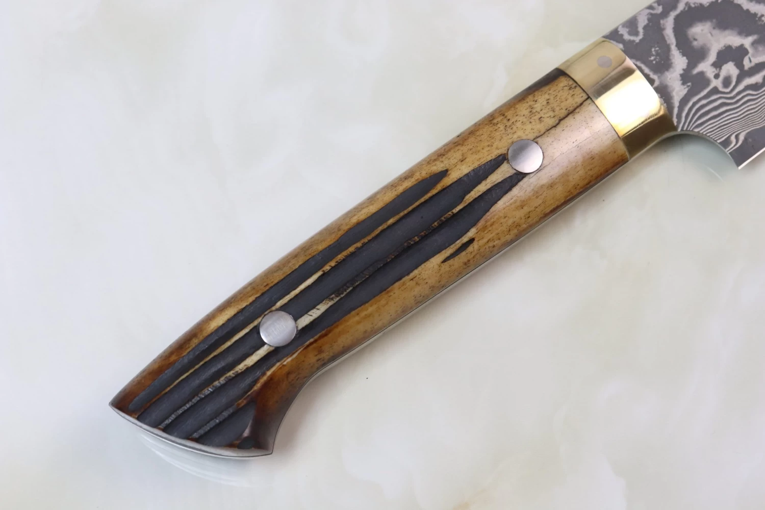 Takeshi Saji VG-10 Custom Damascus Wild Series ST-6SS Sujihiki 240mm (9.4 Inch, Stag Bone Handle) 3 Takeshi Saji VG-10 Custom Damascus Wild Series ST-6SS Sujihiki 240mm (9.4 Inch, Stag Bone Handle) - Image 3