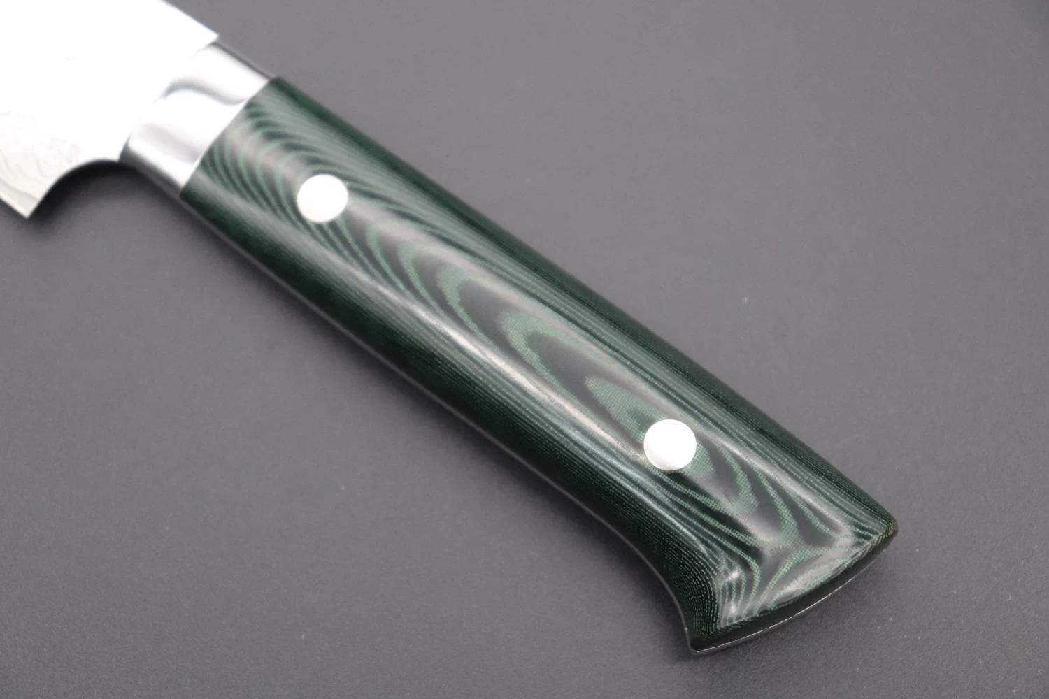 Takeshi Saji VG-10 Custom Damascus Wild Series Sujihiki (240mm And 270mm, 2 Sizes, Green Linen Micarta Handle) 7 Takeshi Saji VG-10 Custom Damascus Wild Series Sujihiki (240mm And 270mm, 2 Sizes, Green Linen Micarta Handle) - Image 7