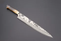 Takeshi Saji VG-10 Custom Damascus Wild Series Sujihiki 270mm (10.6 Inch, Stag Bone Handle, ST-6)