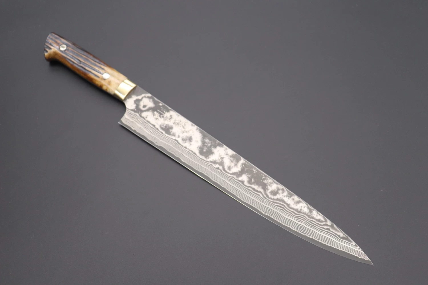 Takeshi Saji VG-10 Custom Damascus Wild Series Sujihiki 270mm (10.6 Inch, Stag Bone Handle, ST-6) 1 Takeshi Saji VG-10 Custom Damascus Wild Series Sujihiki 270mm (10.6 Inch, Stag Bone Handle, ST-6)
