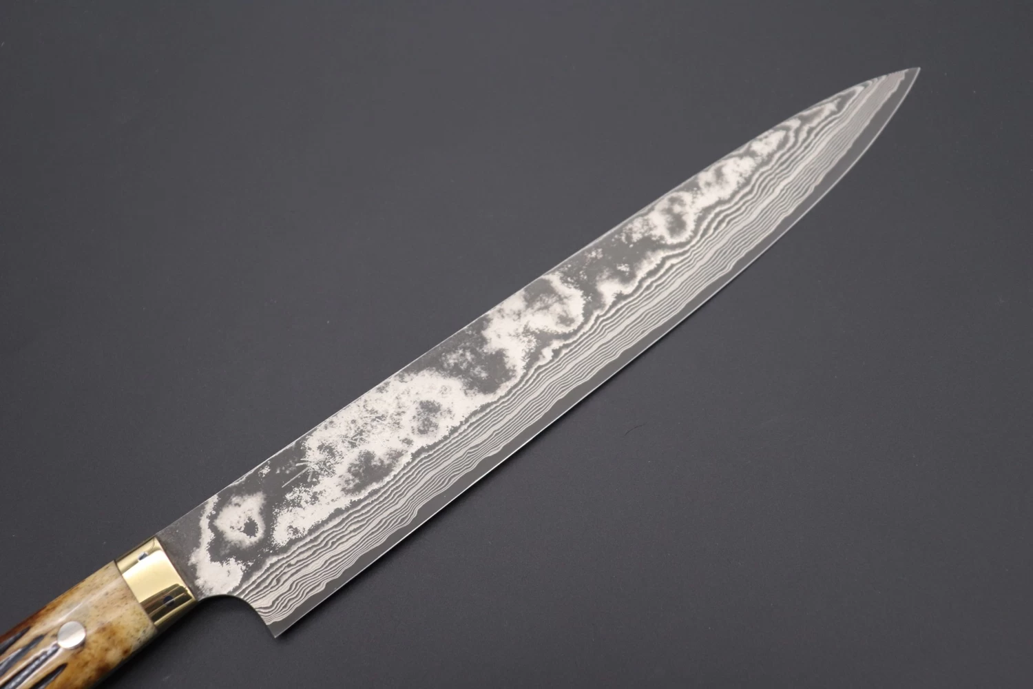 Takeshi Saji VG-10 Custom Damascus Wild Series Sujihiki 270mm (10.6 Inch, Stag Bone Handle, ST-6) 2 Takeshi Saji VG-10 Custom Damascus Wild Series Sujihiki 270mm (10.6 Inch, Stag Bone Handle, ST-6) - Image 2