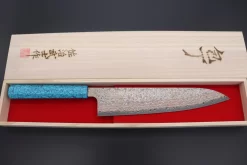 Takeshi Saji SUMMIT ― Limited Edition Custom Series VG-10W Multi-Colored Golden-Rainbow Damascus Wa Gyuto 240mm (9.4 Inch, STCL-288) -Knife Sale Shop takeshi saji wa gyuto custom limited edition takeshi saji vg 10w multi colored golden rainbow damascus series gyuto 240mm 9 inch stcl 288 43219961119003 scaled