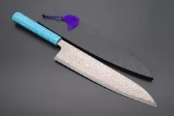 Takeshi Saji SUMMIT ― Limited Edition Custom Series VG-10W Multi-Colored Golden-Rainbow Damascus Wa Gyuto 240mm (9.4 Inch, STCL-288)