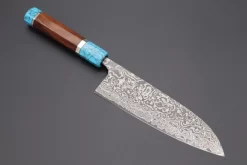 Takeshi Saji SUMMIT ― Limited Edition Custom Series R-2 Damascus Wa Series Wa Santoku 180mm (7 Inch, STCL-225)