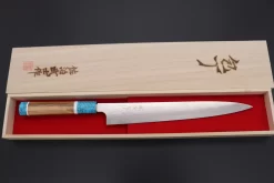 Takeshi Saji SUMMIT ― Limited Edition Custom Series VG-10W Rainbow Damascus Wa Sujihiki 270mm (10.6 Inch, STCL-290) -Knife Sale Shop takeshi saji wa sujihiki takeshi saji summit limited edition custom series vg 10w rainbow damascus wa sujihiki 270mm 10 6 inch stcl 290 43283152077083 scaled